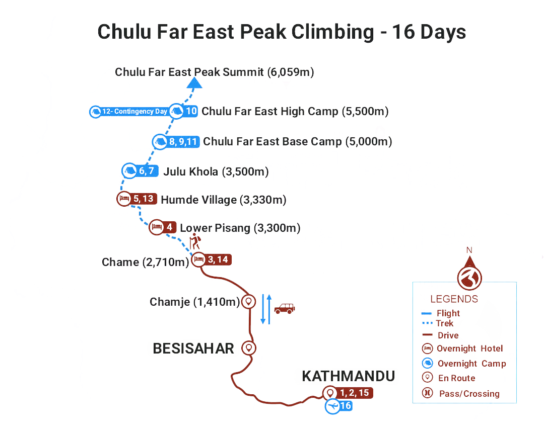 Chulu Far East Peak Climbing Route Map